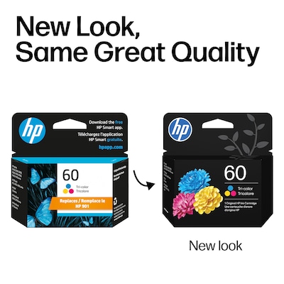 HP 60/901 Tri-Color Ink Cartridge, Prints Up to 165 Pages (CC643WN#140)
