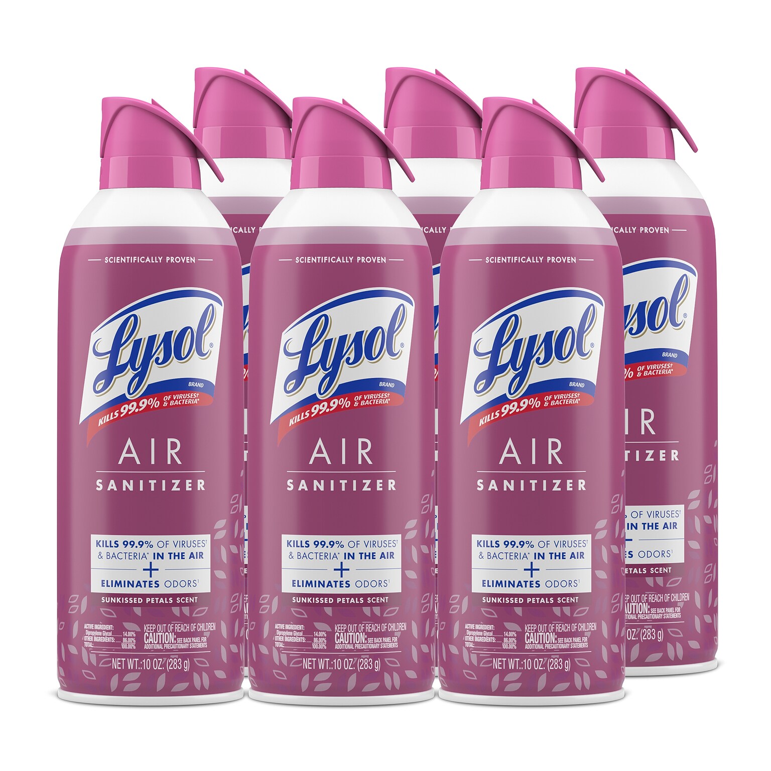 Lysol Air Sanitizer Spray, Sunkissed Petals Scent, 10 oz., 6/Carton (19200-56148)