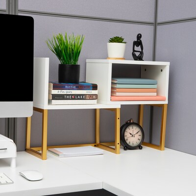Mind Reader 3 Metal Desktop Bookshelf, 15.75 x 7.87 x 23.75, White (MDGDESK-WHT)