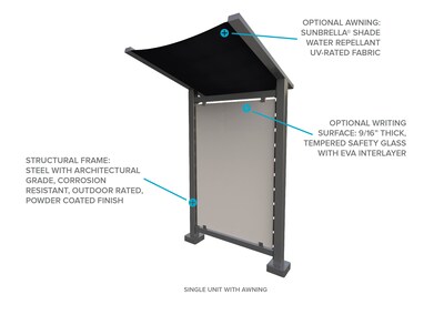 Preserve Outdoor Collaboration Glassboard, Navy Awning, Walnut Decking, 104'' H x 62'' W (PSV1FGSSILNVYWL)