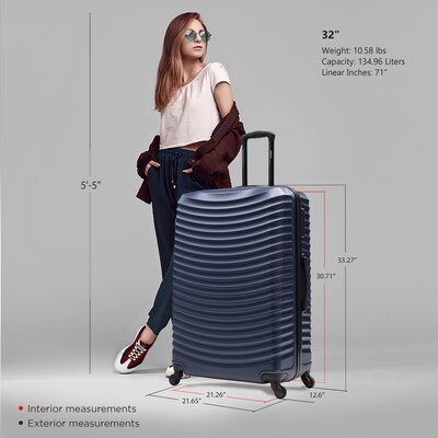 DUKAP Adly 32" Hardside Suitcase, 4-Wheeled Spinner, TSA Checkpoint Friendly, Blue (DKADL00XL-BLU)