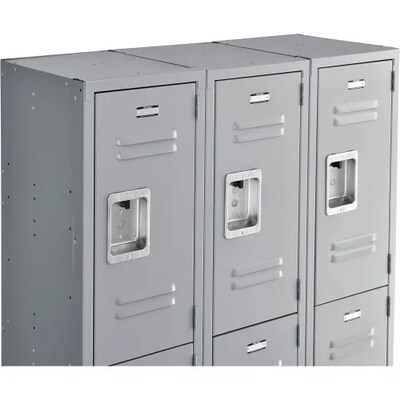 Global Industrial Infinity 3-Tier 9-Door Locker, 36"W x 15"D x 78"H, Gray (493424GY)