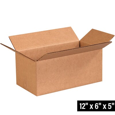 12 x 6 x 5 Shipping Boxes, 32 ECT, Brown, 25/Bundle (1265)