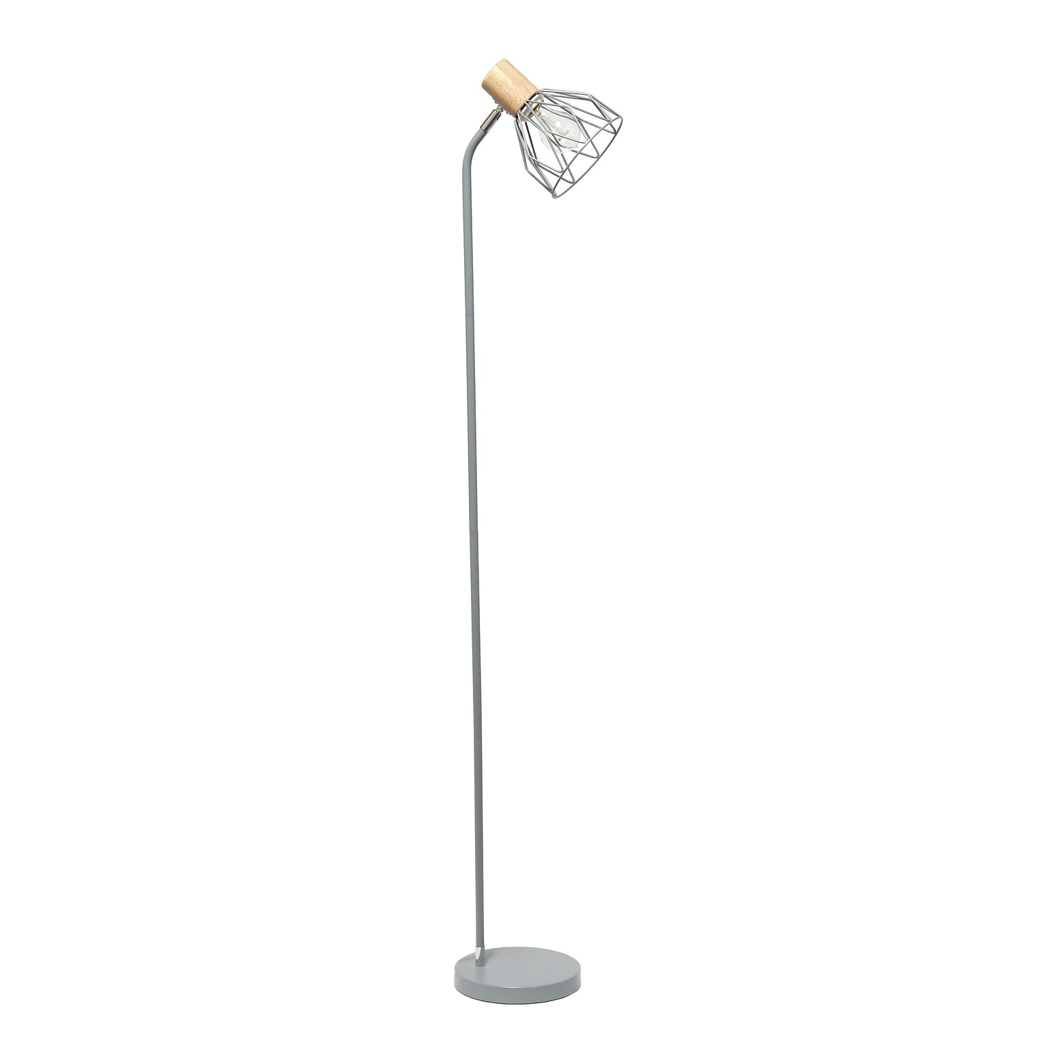 Simple Designs Farmhouse Fusion 55.91 Iron Floor Lamp with Round Shade, Gray (LF2019-GRY)