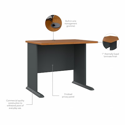 Bush Business Furniture Cubix 36"W Desk, Natural Cherry/Slate (WC57436)