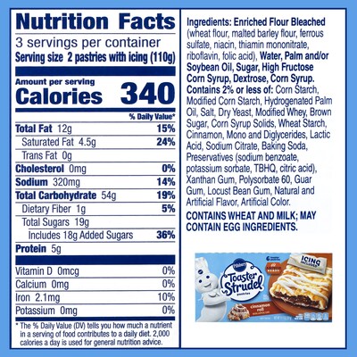 Pillsbury Toaster Strudel, Cinnamon Roll, 11.7 oz, 36/Pack (600-04144)