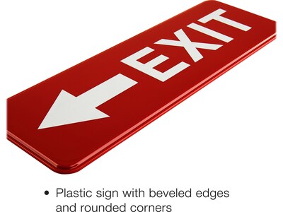 Excello Global Products Emergency Exit Indoor/Outdoor Wall Sign, 9" x 3", Red/White, 2/Pack (EGP-HD-0257)