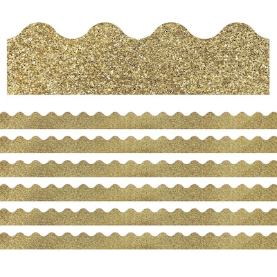 Carson Dellosa Education Sparkle + Shine Scalloped Border, 2.25 x 39 ft., Gold, 6 Packs/Bundle (CD-108319-6)