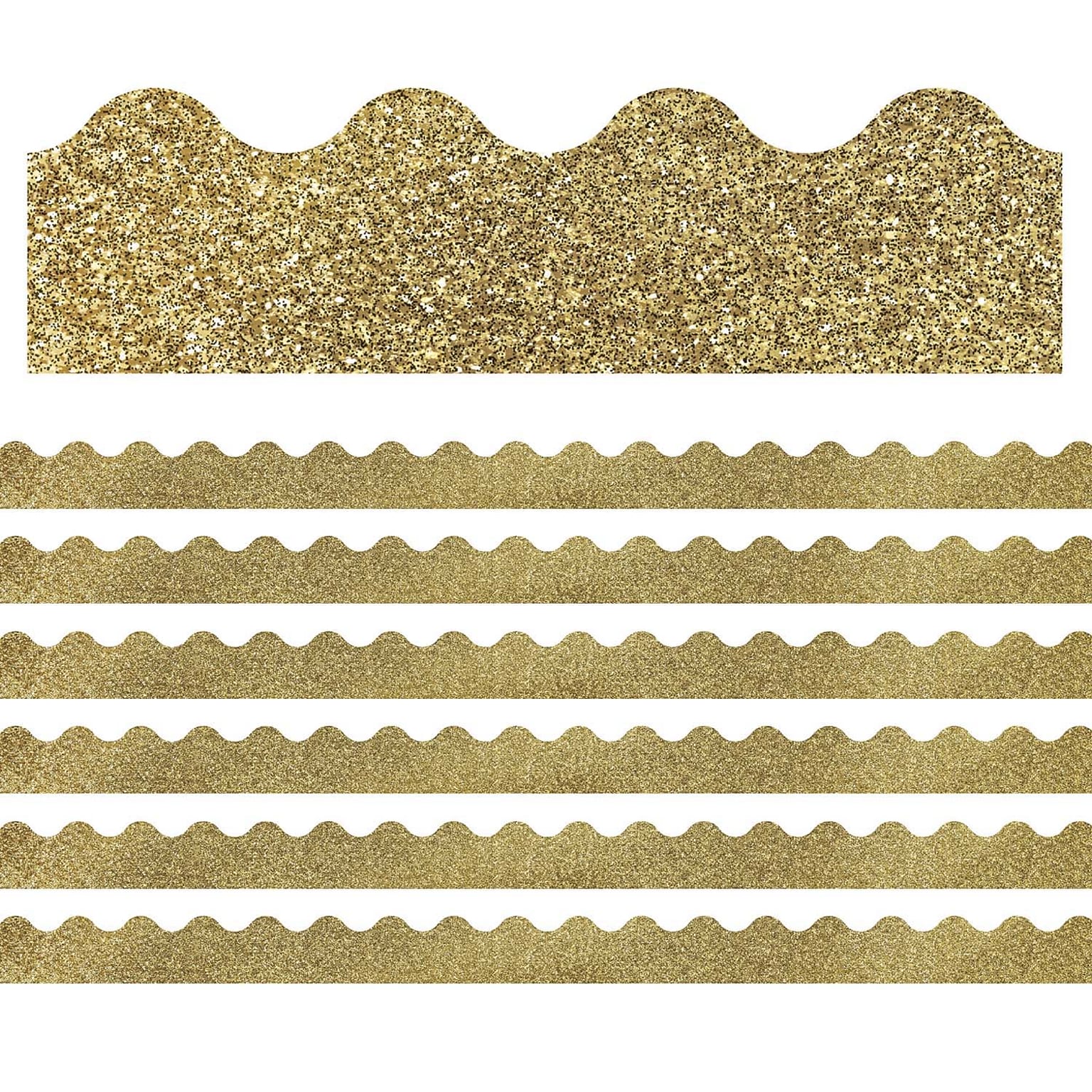 Carson Dellosa Education Sparkle + Shine Scalloped Border, 2.25 x 39 ft., Gold, 6 Packs/Bundle (CD-108319-6)