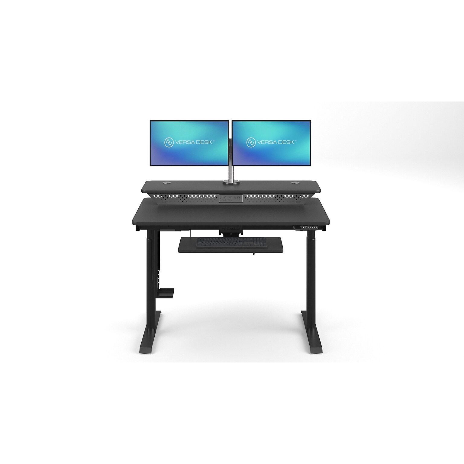 VersaDesk PowerLift Split-Level 48W Electric Rectangular Adjustable Standing Desk, Black (PL2SD4830-BB)