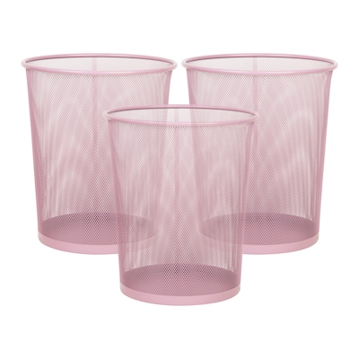 Staples Metal Mesh Trash Can, 4.4 Gallon, Dusty Pink, 3/Pack (ST63858)