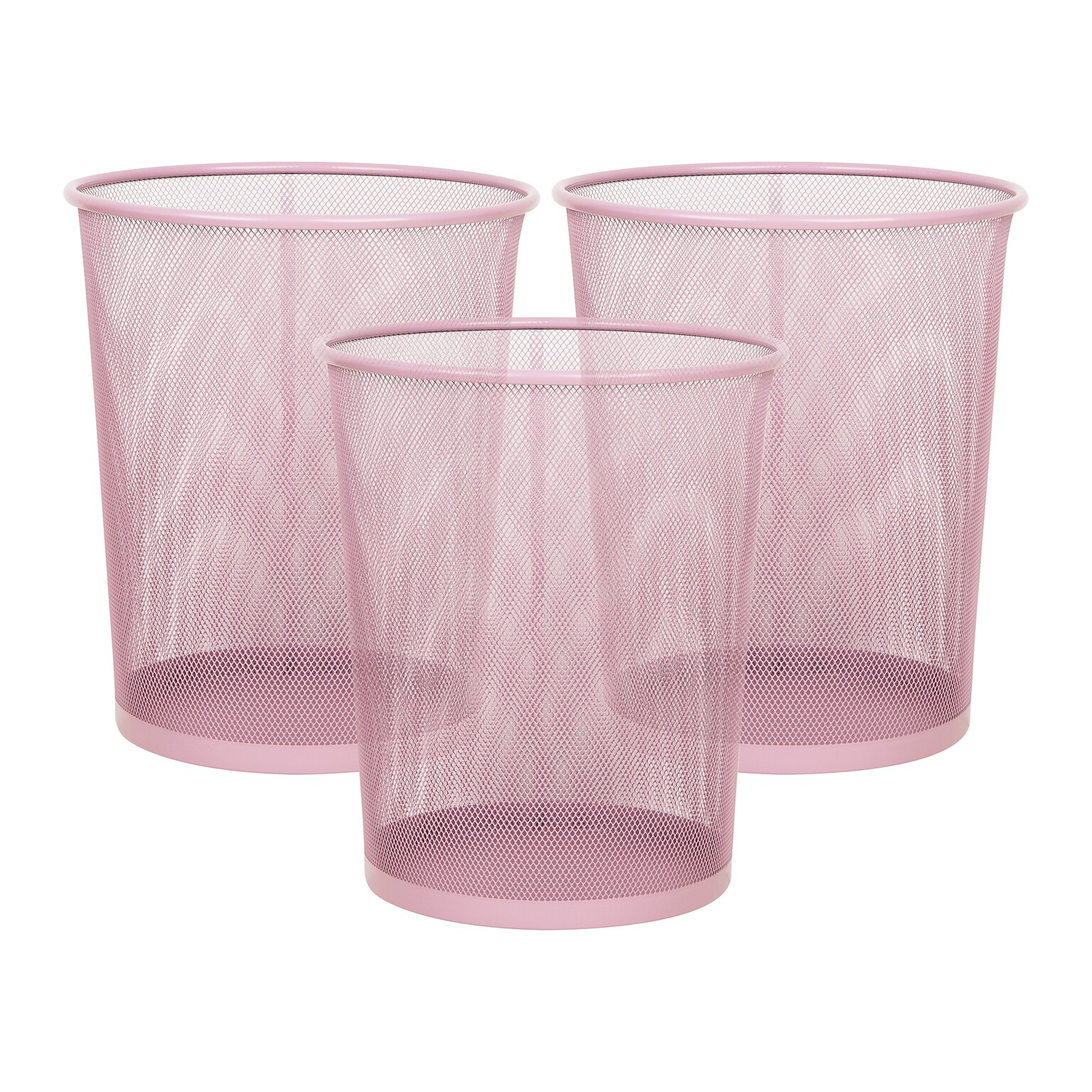 Staples Metal Mesh Trash Can, 4.4 Gallon, Dusty Pink, 3/Pack (ST63858)