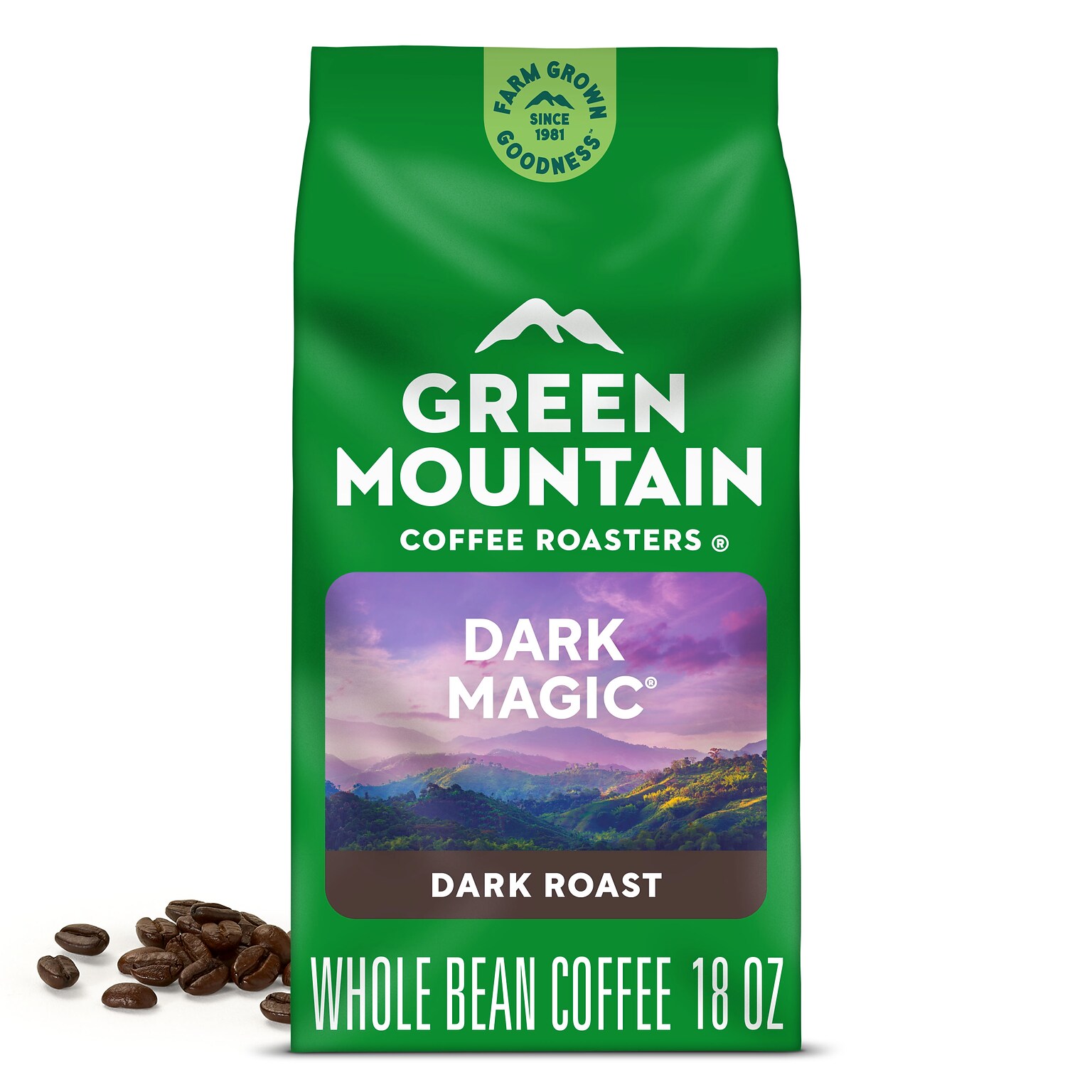 Green Mountain Dark Magic Whole Bean Coffee Packet, Dark Roast, 18 oz. (GMT7568EA)
