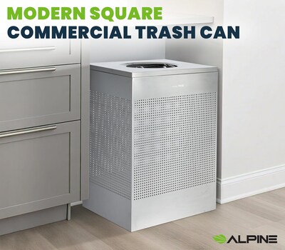 Alpine Industries Stainless Steel Trash Can, 40 Gallon, Silver (ALP438-40-SS-MK)