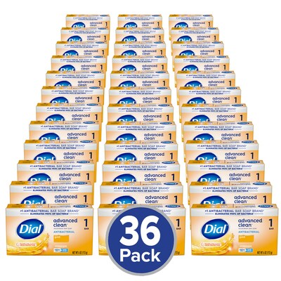 Dial Advanced Clean Antibacterial Bar Soap, Gold Scent, 36/Carton (00052336926172)