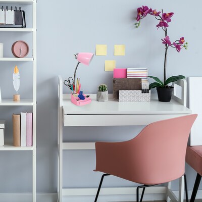 Creekwood Home Sleek Essentials 18.5" Flexible Coordinating Desk Lamp with USB Port and Storage, Pink (CWD-1004-PN)