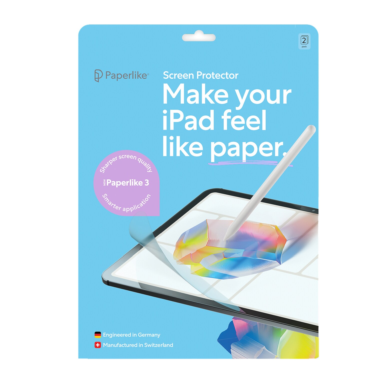 Paperlike 3 Scratch-Resistant PET Screen Protector for iPad Pro 13/iPad Air 13, 2/Pack (PL3-13-24)