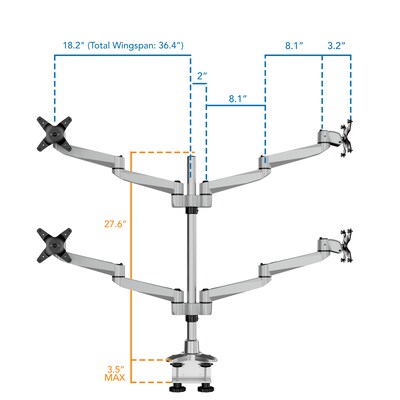 Mount-It! MI-63156 Quad Monitor Desk Mount