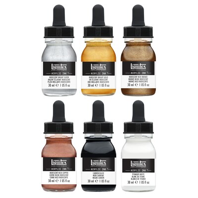 Liquitex Professional Acrylic Ink, Iridescent Colors, 30 mL Bottles, 6/Pack (LIQ3699315)