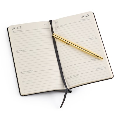 2027 Eccolo 4" x 7" Weekly & Monthly Planner, Faux Leather Cover, Black (RY27-401A)