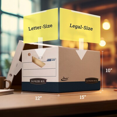 Bankers Box Presto Heavy-Duty Instant Assembly File Storage Boxes, Lift-Off Lid, Letter/Legal Size, 4/Pack (0063602)