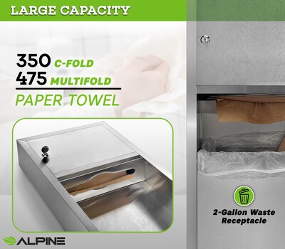 Alpine Industries Centerpull Paper Towel Dispenser, Stainless Steel (494)