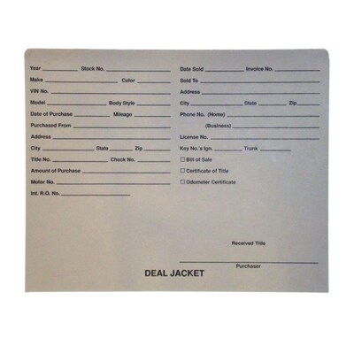 BSP Automotive Dealer Printed Jacket, Letter Size, Dark Gray, 100/Box (S-09432-DKGY)