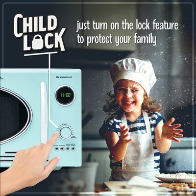 Nostalgia 0.9 Cu. Ft. Countertop Microwave, Aqua (NRMO9AQ)