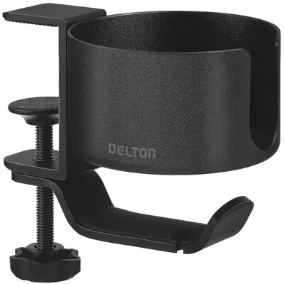 Delton H22 Under Desk Cup Holder and Desk Hook for Headphones, Black (DHSCH22)