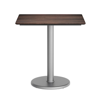 Flash Furniture Acadia Wooden Dining Table with Round Base, 23.75"D x 29.75"W, Dark Brown/Silver Base (ST2430WBRTR18S)