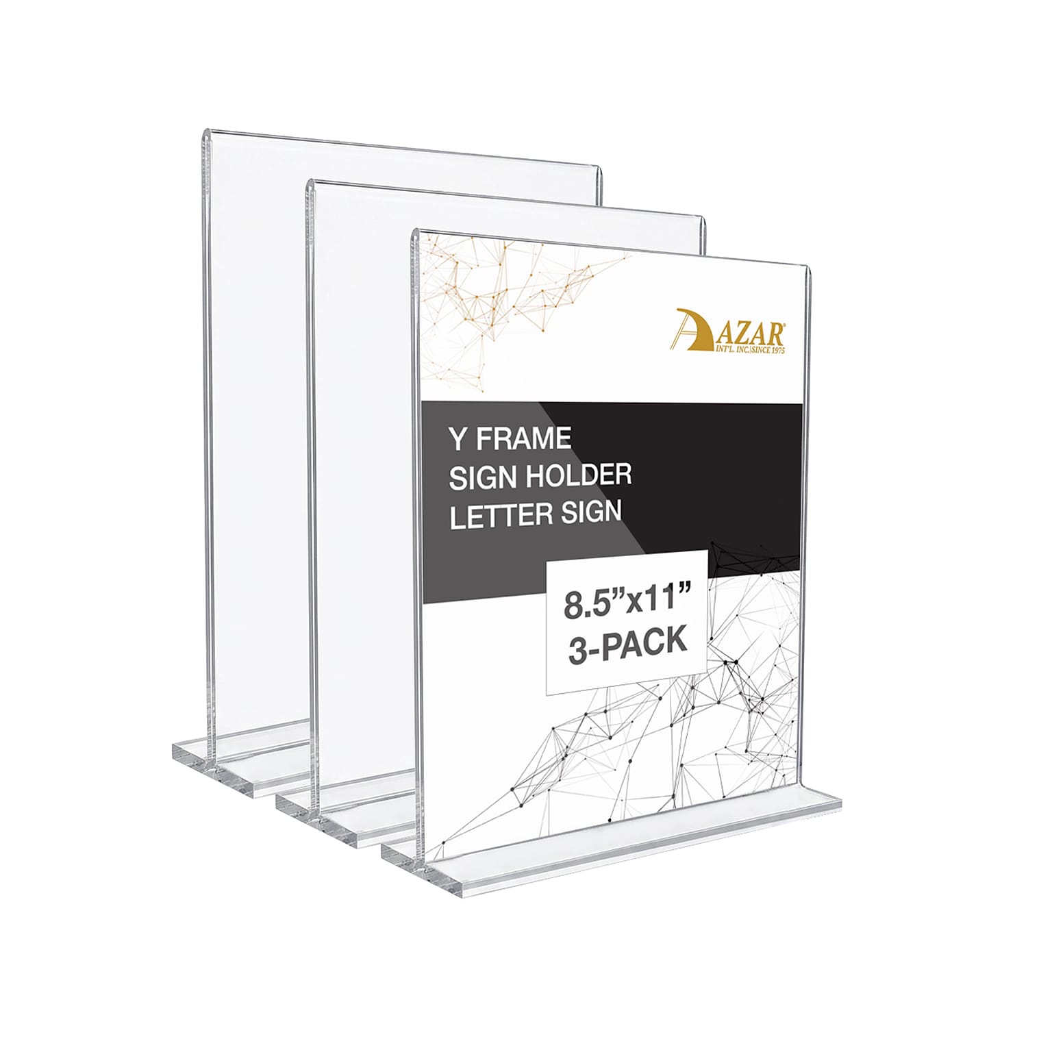 Azar Document Holder, Desktop/Countertop, Bottom Loading, Clear Acrylic, 3/Pack (100430-3PK)