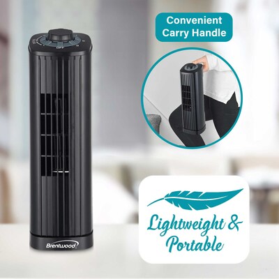Brentwood 14-inch 3-Speed Oscillating Tower Fan, Black (BTWF14TBK)