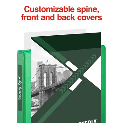 Staples® Standard 1" 3 Ring View Binder with D-Rings, Green (58652)