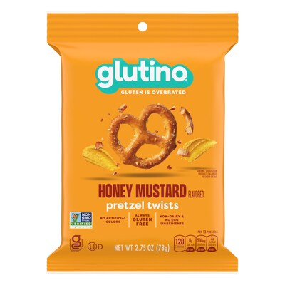 Glutino Gluten Free Honey Mustard Flavored Pretzel Twists, 2.75 oz., 8 Bags/Carton (GOV04158)