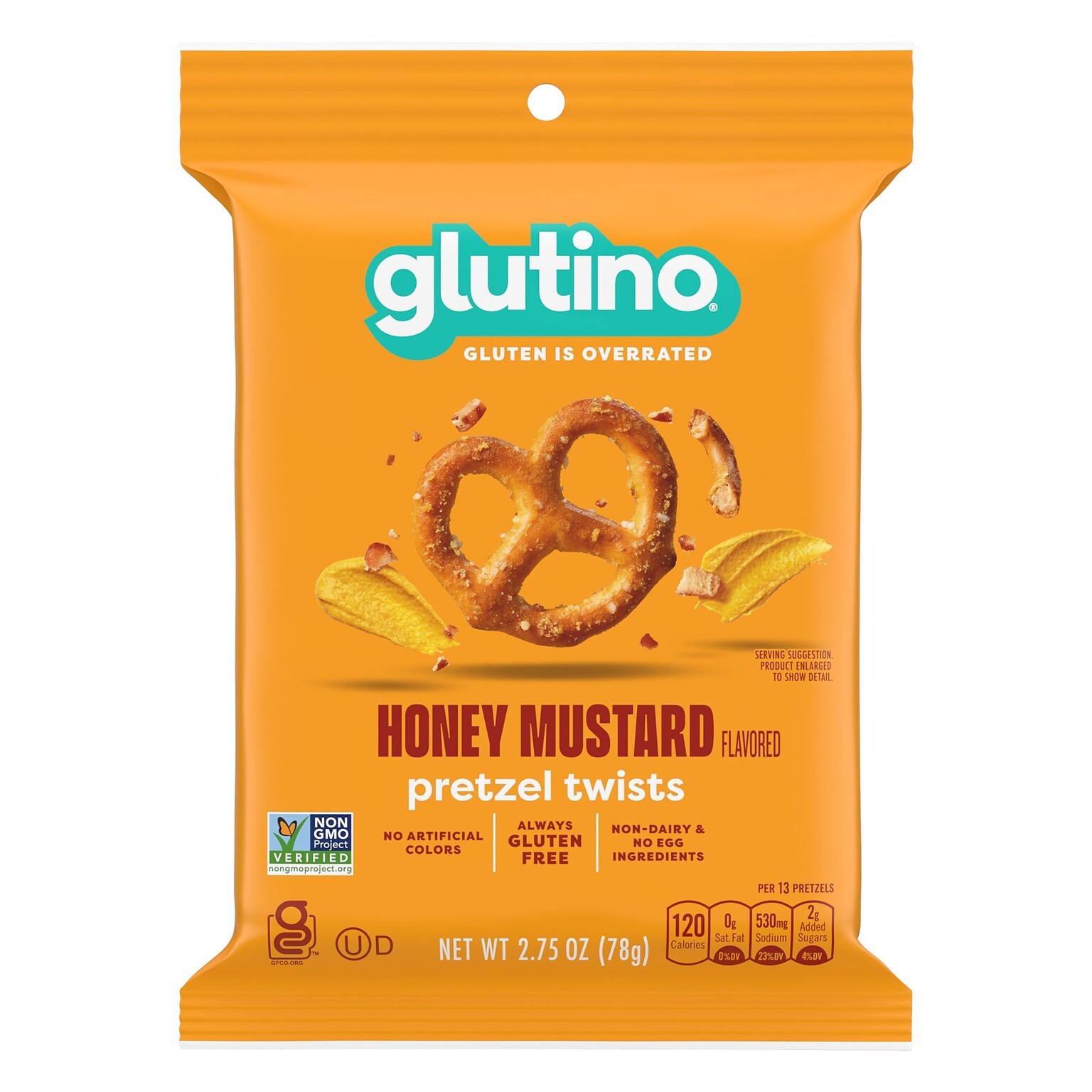 Glutino Gluten Free Honey Mustard Flavored Pretzel Twists, 2.75 oz., 8 Bags/Carton (GOV04158)