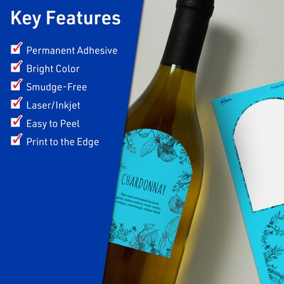 Avery Printable Decorative Edge Multipurpose Labels, 4.75 x 3.5, Bright Blue, 160/Pack (94600)