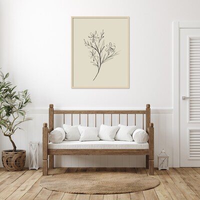 Amanti Art Line Drawn Flowers 1 by Border Bloom Wood Framed Wall Art Print, 33 x 41 (A42677449910)