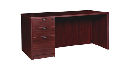 Lorell Prominence 2.0 Left-Pedestal Desk, 30D x 66W x 29H, Mahogany (LLRPD3066LSPMY)