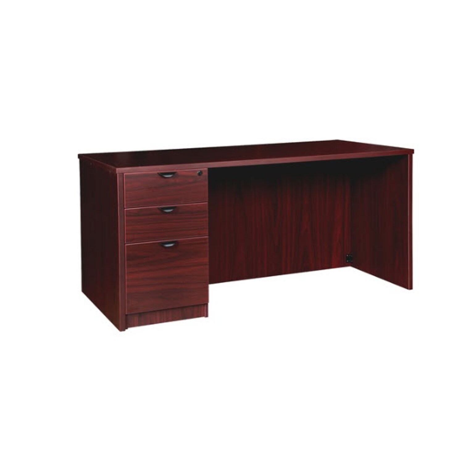 Lorell Prominence 2.0 Left-Pedestal Desk, 30D x 66W x 29H, Mahogany (LLRPD3066LSPMY)