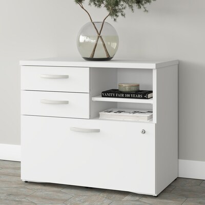 Bush Business Furniture Studio A 26 Office Storage Cabinet with 2 Shelves and Drawers, White (SDF13