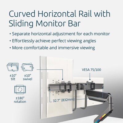 Kensington SmartFit™ Dual Monitor Arm with Crossbar and Handle (K58272WW)