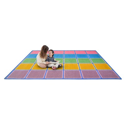 Joy Carpets Blocks Abound Nylon 7'8" x 10'9" Machine Tufted Rug, Pastel (1709D-02)