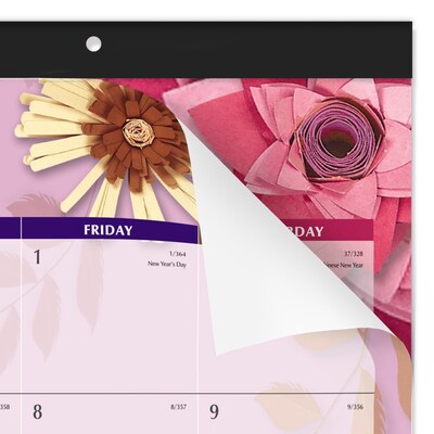 2027 AT-A-GLANCE Paper Flowers 21.75" x 17" Monthly Desk Pad Calendar, Pink/Brown (5035-27)