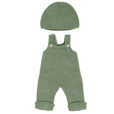 MINILAND Clothes for 15 Dolls, Knitted Outfit Overall & Beanie Hat (MLE31689)