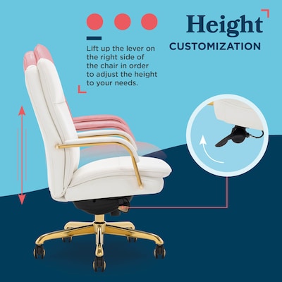 La-Z-Boy Opus Ergonomic Bonded Leather Swivel Executive Chair, White and Gold (CCHR10015A)