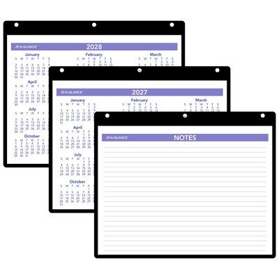 2027 AT-A-GLANCE 11" x 8" Monthly Wet Erase Desk or Wall Calendar, White/Purple (SK8-00-27)
