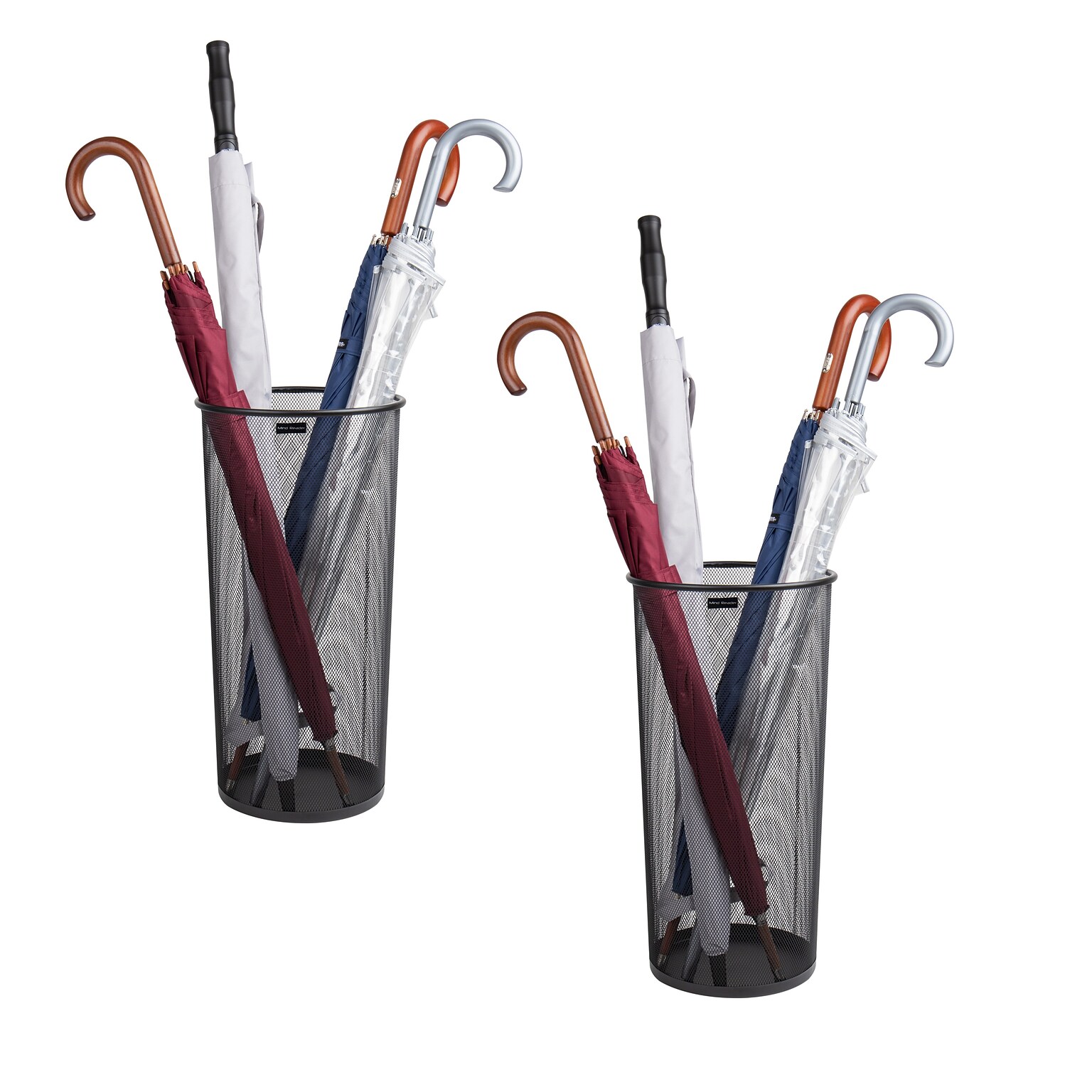 Mind Reader Umbrella Stand Entryway, Black, Metal Mesh, 2/Pack (2UMBHBASK-BLK)