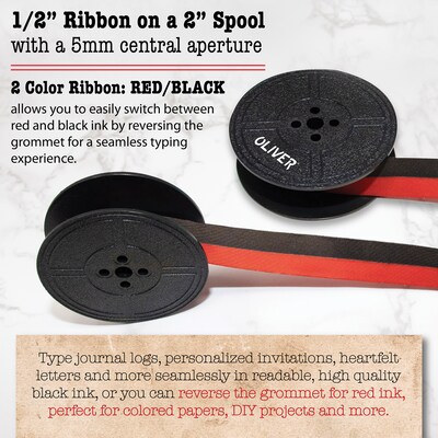 The Oliver Typewriter Company Twin-Spool Typewriter Ribbon for Manual Typewriters, Red & Black (OTTE