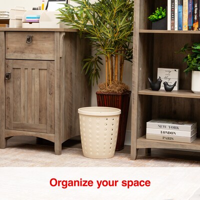 Staples Plastic Trash Can, 2.8 Gallon, Warm White (ST63897)
