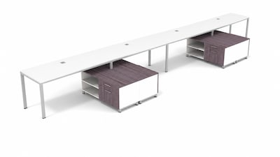 Boss Office Products Simple System 60W Desk with Storage Cabinet, White, 4/Set (SGSD011-101-WT)